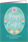 My Grandson Easter Egg with Flowers Chicks Hand Lettering card