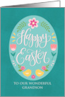 OUR Grandson Easter Egg with Flowers Chicks Hand Lettering card