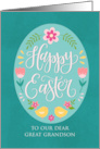 OUR Great Grandson Easter Egg with Flowers Chicks Hand Lettering card