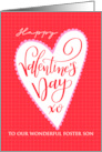 OUR Foster Son Happy Valentines Day with Big Heart and Hand Lettering card