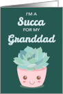Valentines Day Im a Succa for My Granddad Kawaii Succulent Plant card
