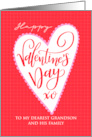 My Grandson and Family Big Valentines Day Heart and Hand Lettering card