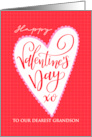 OUR Grandson Happy Valentines Day with Big Heart and Hand Lettering card