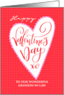 OUR Grandson in Law Big Valentines Day Heart and Hand Lettering card