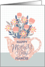 Happy Mothers Day Fiancee Pink Teapot of Flowers and Hand Lettering card