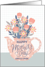 Happy Mothers Day Single MUM Teapot of Flowers and Hand Lettering card
