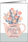 Happy Mothers Day Sister in Law Teapot of Flowers and Hand Lettering card