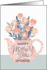 Happy Mothers Day Sponsee Teapot of Flowers and Hand Lettering card