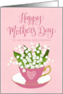 Happy Mothers Day to My NEIGHBOUR Tea Cup of Flowers and Lettering card