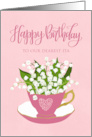 Birthday to OUR Ita with Tea Cup of Flowers Hand Lettering card