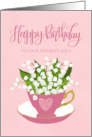 Birthday to OUR Gigi with Tea Cup of Flowers Hand Lettering card