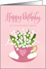 Birthday to OUR Mama with Tea Cup of Flowers Hand Lettering card