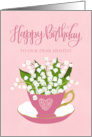 Birthday to OUR Dentist with Tea Cup of Flowers and Hand Lettering card
