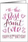 Best Aunt Ever 83rd Birthday Typography in Pink Tones card