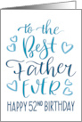 Best Father Ever 52nd Birthday Typography in Blue Tones card