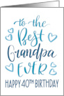 Best Grandpa Ever 40th Birthday Typography in Blue Tones card