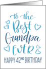 Best Grandpa Ever 42nd Birthday Typography in Blue Tones card