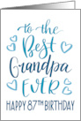Best Grandpa Ever 87th Birthday Typography in Blue Tones card