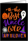 Best Uncle Ever Happy Halloween Typography in Orange and Purple card