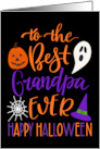 Best Grandpa Ever Happy Halloween Typography in Orange and Purple card