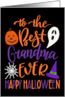 Best Grandma Ever Happy Halloween Typography in Orange and Purple card