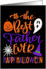 Best Father Ever Happy Halloween Typography in Orange and Purple card