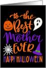 Best Mother Ever Happy Halloween Typography in Orange and Purple card