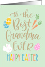 Best Grandma Ever Happy Easter Typography with Eggs Bunny and Carrots card