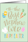 Best Nephew Ever Happy Easter Typography with Eggs Bunny and Carrots card