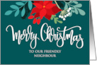 OUR NEIGHBOUR Christmas Poinsettia RoseHip and Hand Lettering card