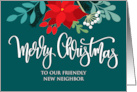 OUR New Neighbor Christmas Poinsettia RoseHip and Hand Lettering card