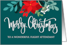 Flight Attendant Christmas Poinsettia Rose Hip and Hand Lettering card