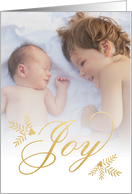 Joyful Holiday, Joy, Faux Gold, Lettering, Photo card