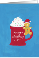 Christmas Mug Hot Cocoa and Gingerbread Man card