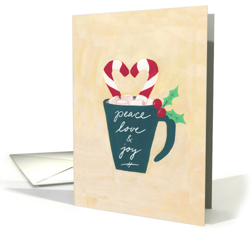 Christmas Mug, Love Heart Candy Canes, Cozy and Warm Christmas card