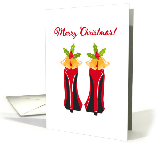 Christmas, Red High Heels, Bells, Holly card (1482510)