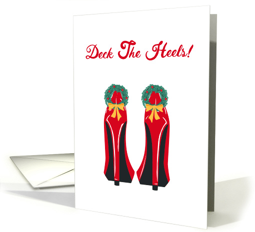 Christmas, Red High Heels, Wreath, Bow card (1482680)