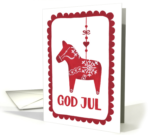 God Jul, Dala Horse, Ornament, Snowflake, Hygge card (1520186)