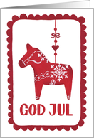 God Jul, Dala Horse, Ornament, Snowflake, Hygge card