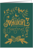 Enchanted, Magical Christmas, Forest, Faux Gold Glitter, Forest Green card