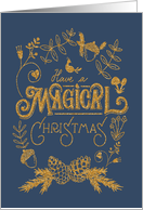 Enchanted, Magical Christmas, Forest, Faux Gold Glitter, Blue card