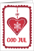 God Jul, Heart, Ornament, Snowflake, Hygge card