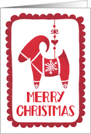 Merry Christmas, Yule Goat, Ornament, Snowflake, Hygge, Folk Art card