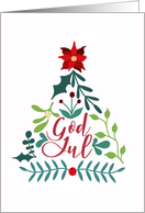 Christmas Tree, Hand Lettered, God Jul, Foliage, Leaves card