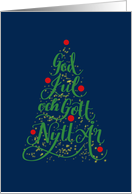 Christmas Tree, Hand Lettered, God Jul, Christmas Lights card