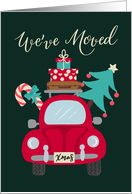 Christmas, Weve moved, Car, Suitcase, Presents, Candy Tree card