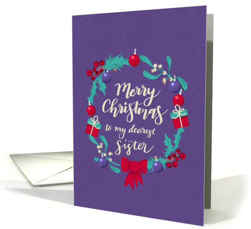 Christmas Wreath, Merry Christmas, Dearest Sister, Purple... (1545184)