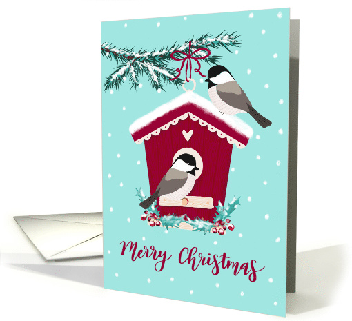 Merry Christmas, Bird House, Chickadee, Snow card (1547828)