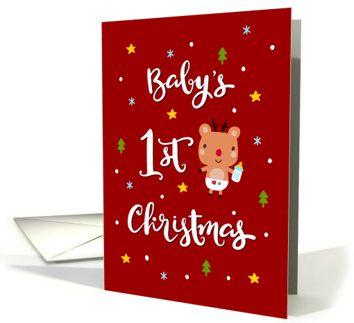 First Christmas, Baby Reindeer, Diapers, Milk Bottle, Cute card