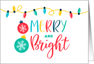 Merry and Bright, Christmas Lights, Christmas Ornaments card